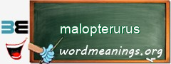 WordMeaning blackboard for malopterurus